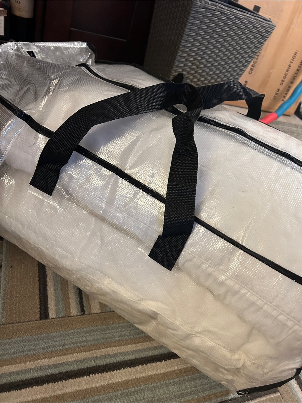 Heavy Duty Clear Moving Bags with Strong Zipper & Comfortable Handles 3 Pack